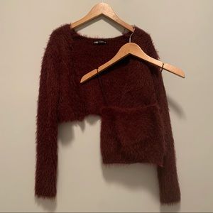 Zara fuzzy tank top + sweater set